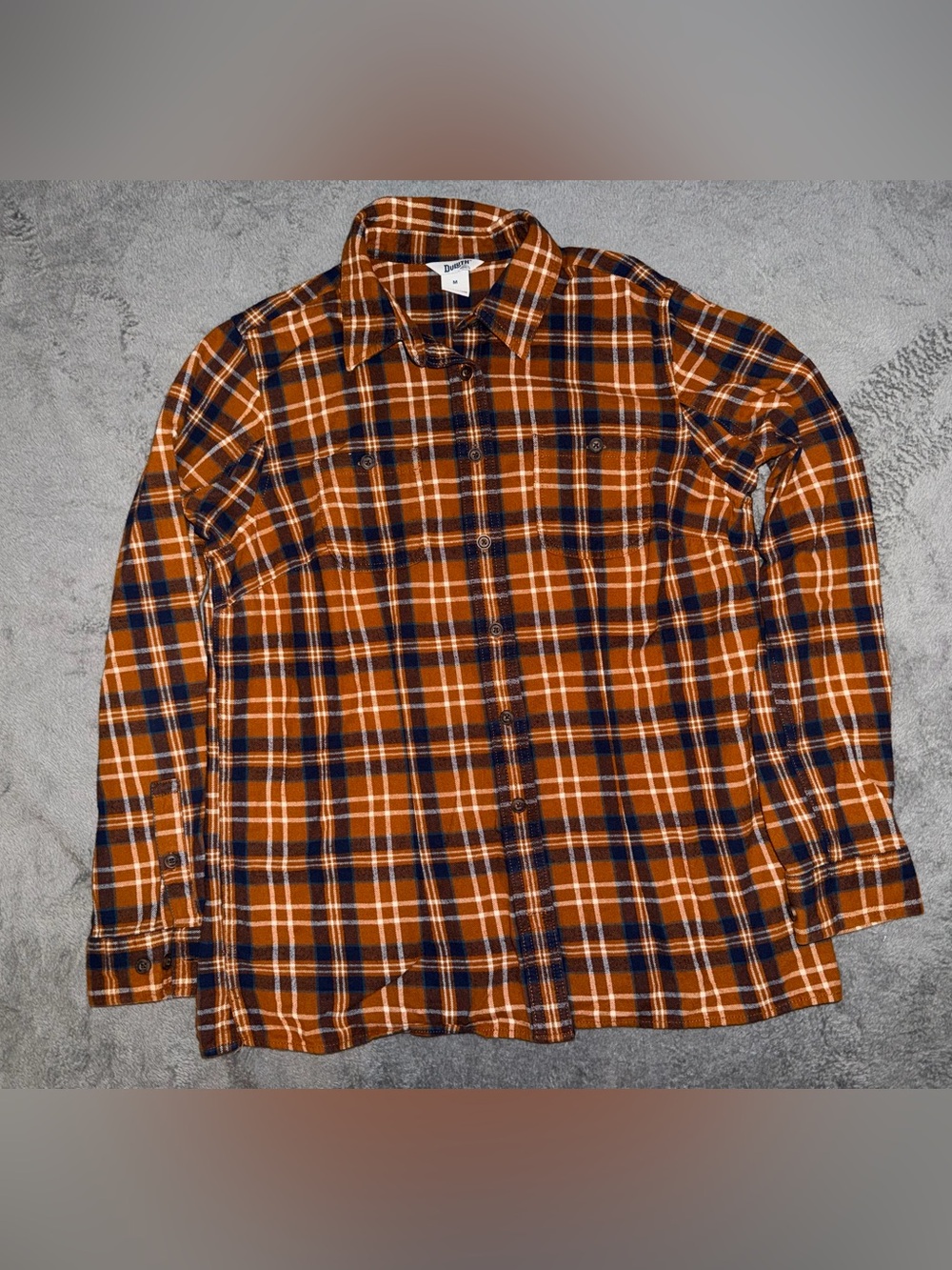 Duluth Trading Plaid Button-Up Shirt – Orange – Women’s Medium